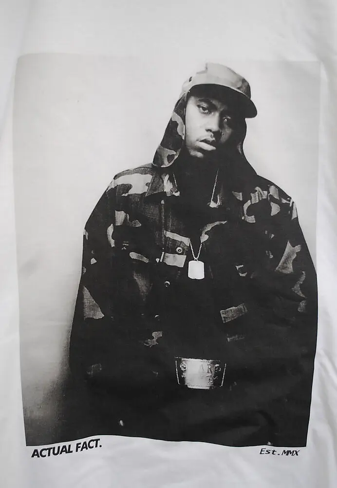 ACTUAL FACT NAS CAMOUFLAGE BLACK & WHITE RAP HIP HOP URBAN TEE T SHIRT