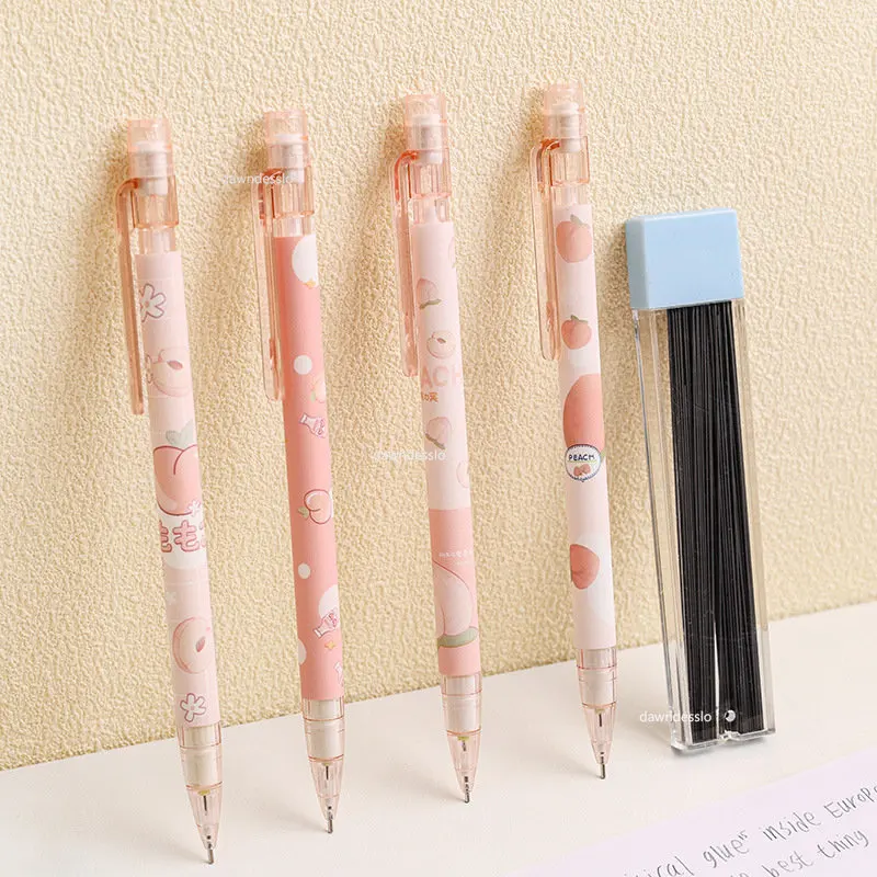 1 Pcs 0.5mm Honey Peach Cute Press Automatic Mechanical Pencil School Office Supplies Student Stationery Gift Refill