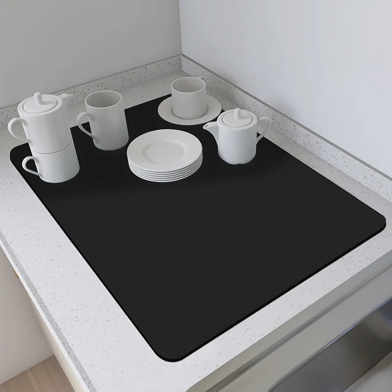 VIKAMA Solid Color Heat Insulation Mat for Kitchen Countertop Drainage Table Bar Counter Water Absorption and Slip Resistance Pa