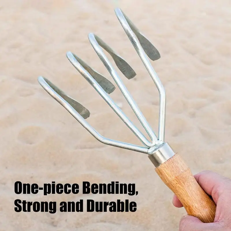 اليد أشعل النار الخشب مقبض الشاطئ البطلينوس مكشطة يده 4 الأسنان متعددة الوظائف أشعل النار لبطحيرة مزرعة المناظر الطبيعية بركة الكنز