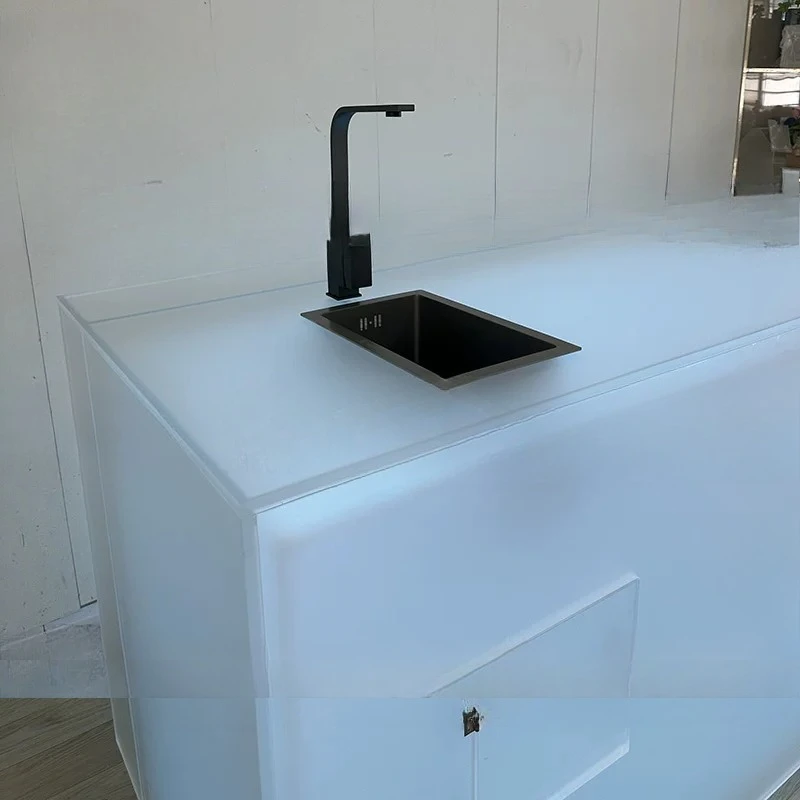 Matte acrylic glowing bar counter, custom gradient acrylic home and commercial countertop, luminous island table, dining table