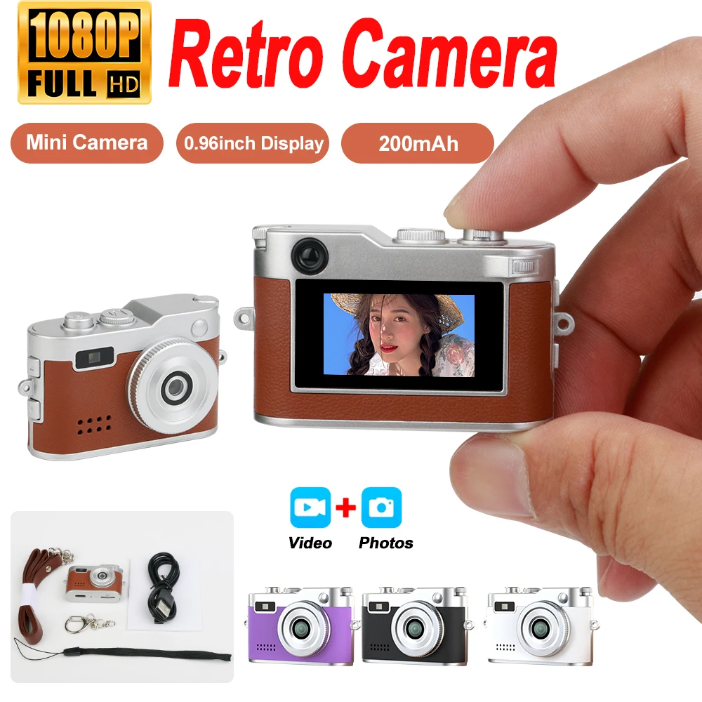 

Mini Retro Campus Digital Camera HD Outdoor Travel Photo Camera Portable Kids Camera with 0.96 Inch Screen Portable Video Camera