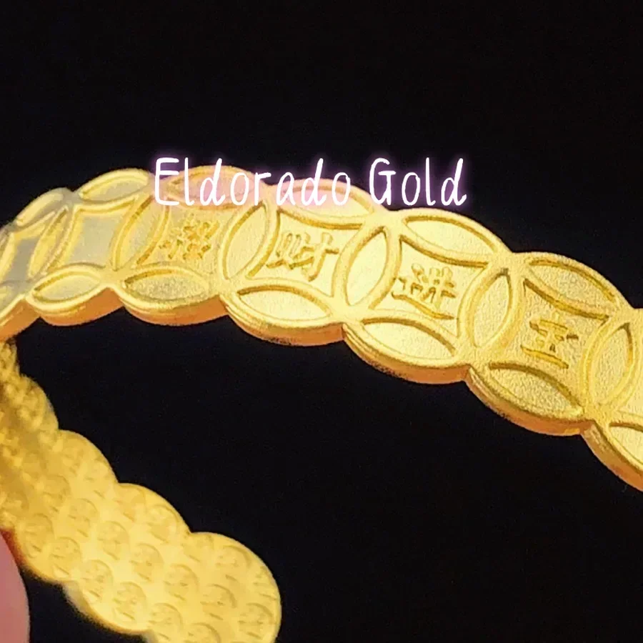 Eldorado Gold  9999 Real Gold 24K Gold Baifu Money Bracelet, Women's Japan and Korea Fashion Ancient Method Lucky Money Opening