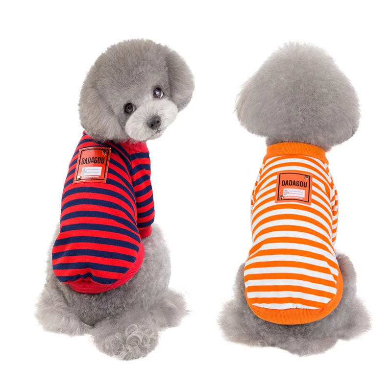 

Pet Dog Clothes Spring And Autumn Fashion Striped T-Shirt Teddy Bichon Pomeranian Small Dog Two-Legged Thin Sweater Clothing