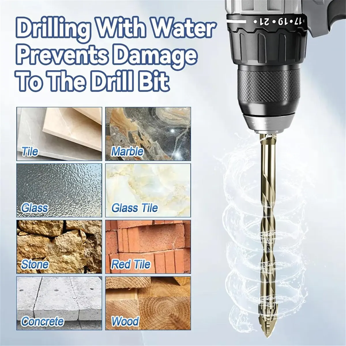 T32C New 10Pcs New Four-Flute Eccentric Drill Bit Size 5/6/8/10/12mm,for Wood Marble Metal Glass Ceramic Wall Tiles B