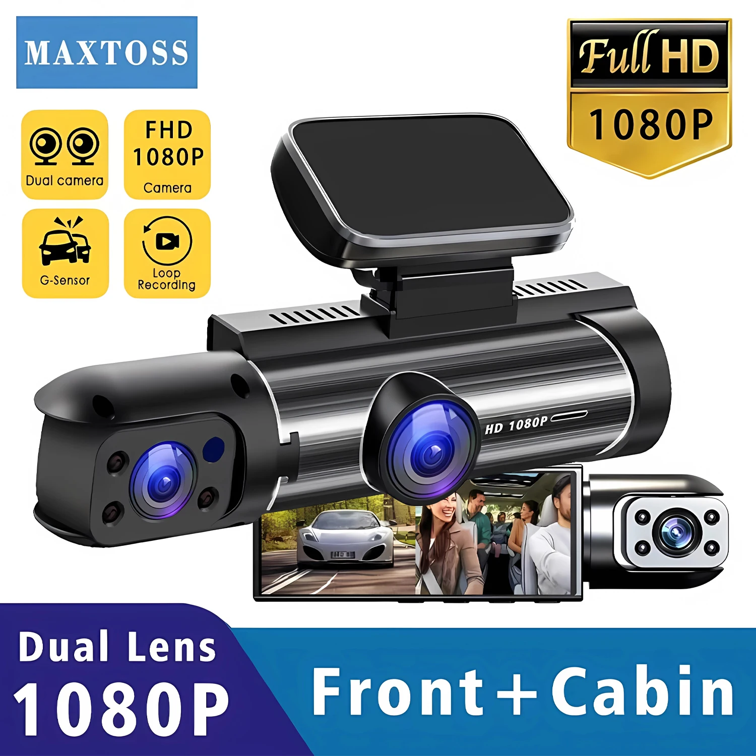 Dual Lens Car DVR FHD 1920*1080P Dash Camera Cabin Dashcam Vehicle Video Dash Cam Drive Recorder Interior Mini Dvrs Black Box