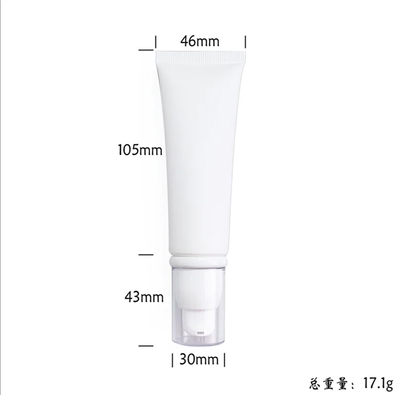 10-100pcs Empty 50ml/g Soft Tube White Bottle Squeeze Hose Foundation Lotion BB Cream Serum Cosmetic Container With Vacuum Pump