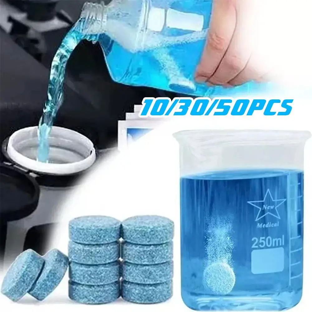 Car Windshield Washer Fluid Concentrated Tablets Solid Effervescent Wiper Tablet for Car Room Kitchen Window Glass Cleaning