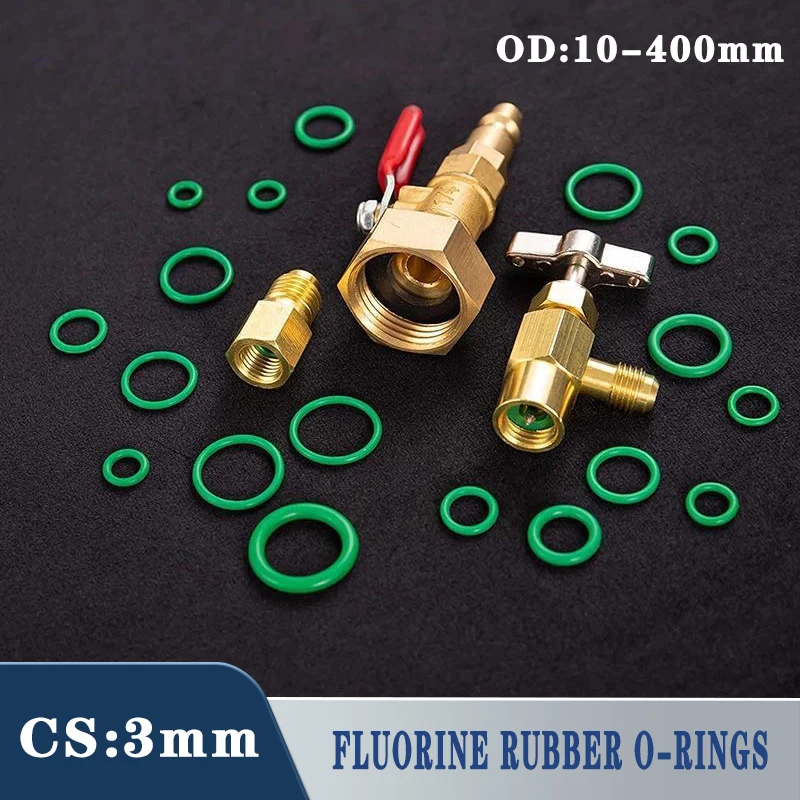 CS 3mm OD 10/11/12/13/14~400mm FKM O-ring Sealing Gasket Insulation Oil Resistant High Temperature Resistant Fluororubber Green