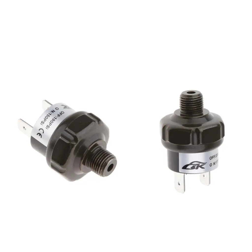 2Pcs 1/8 inch NPT Air Pressure Switch for 12 Volt Compressor Train Air Horn, 180 PSI & 170 PSI