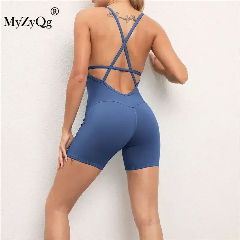 Frauen Hohe Taille Kreuz Backless Bodysuit Streetwear Yoga Overall Sets Fitness Sport Running Set Trainingsanzug Gym Sportswear Engen