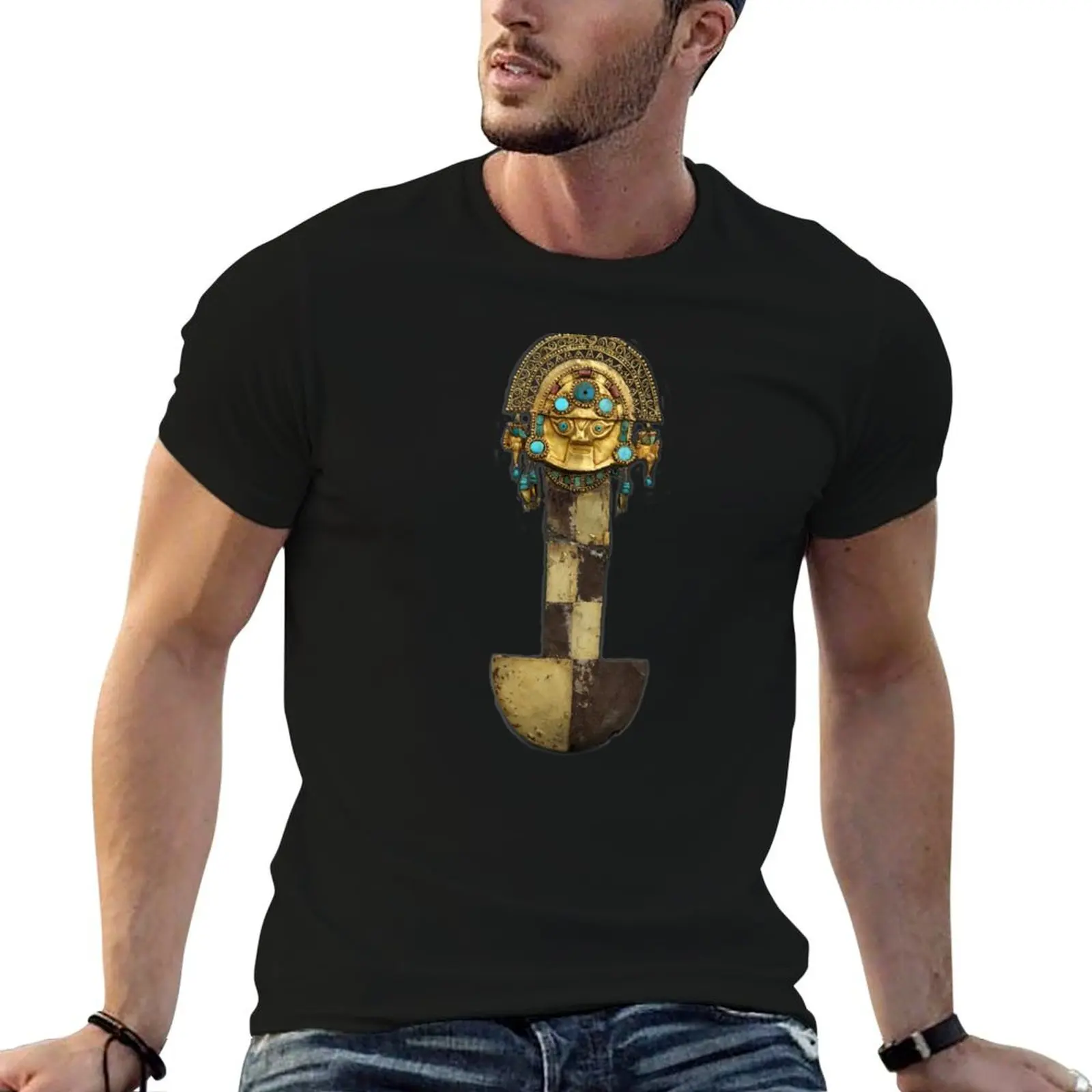 Camiseta masculina com estampa de faca sacrificial Tumi Inca, camiseta gráfica para homem, camiseta de algodão 100%