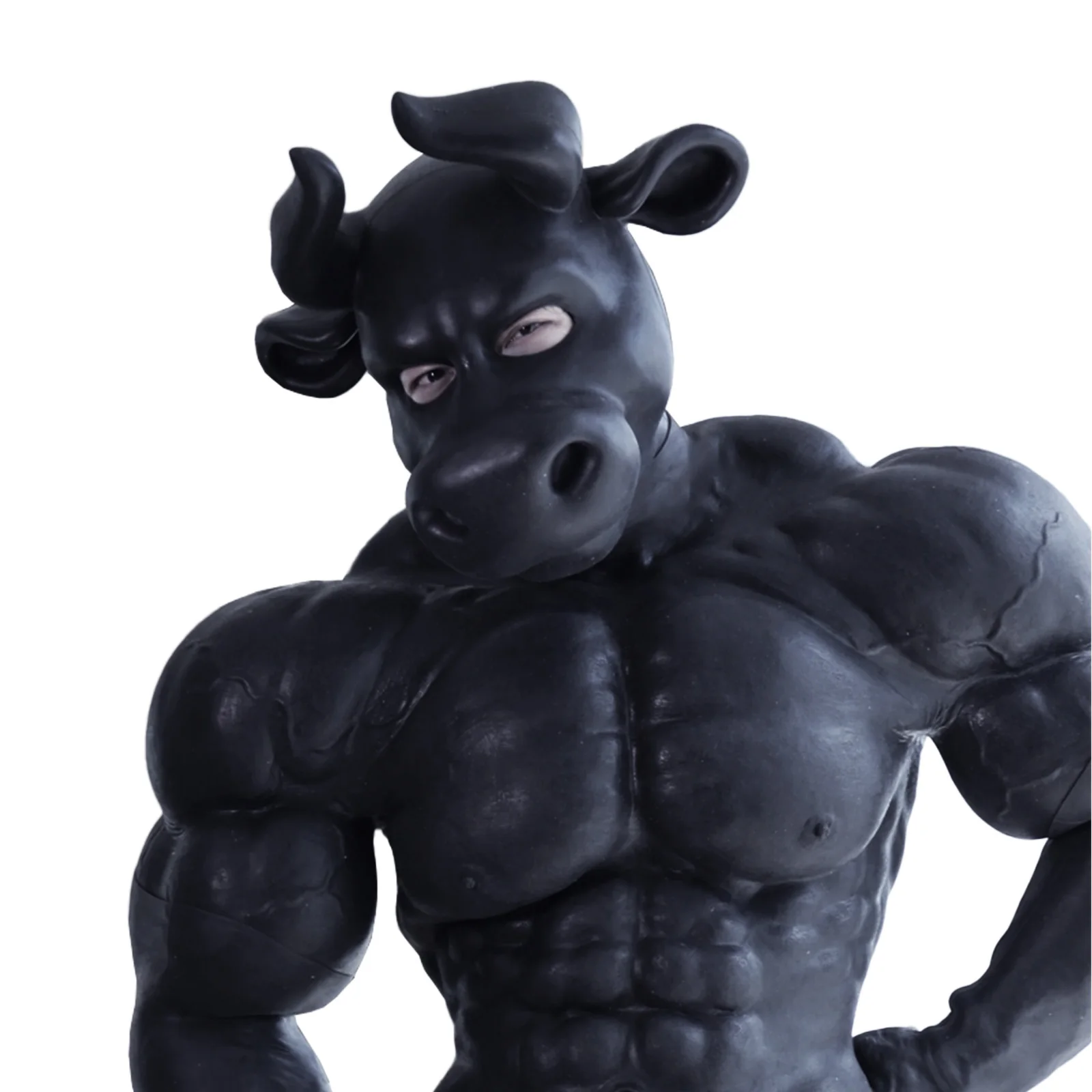 SMITIZEN Silicone Black Milk-producing Cow Mask Cartoon Cow Head for Cosplay Gay