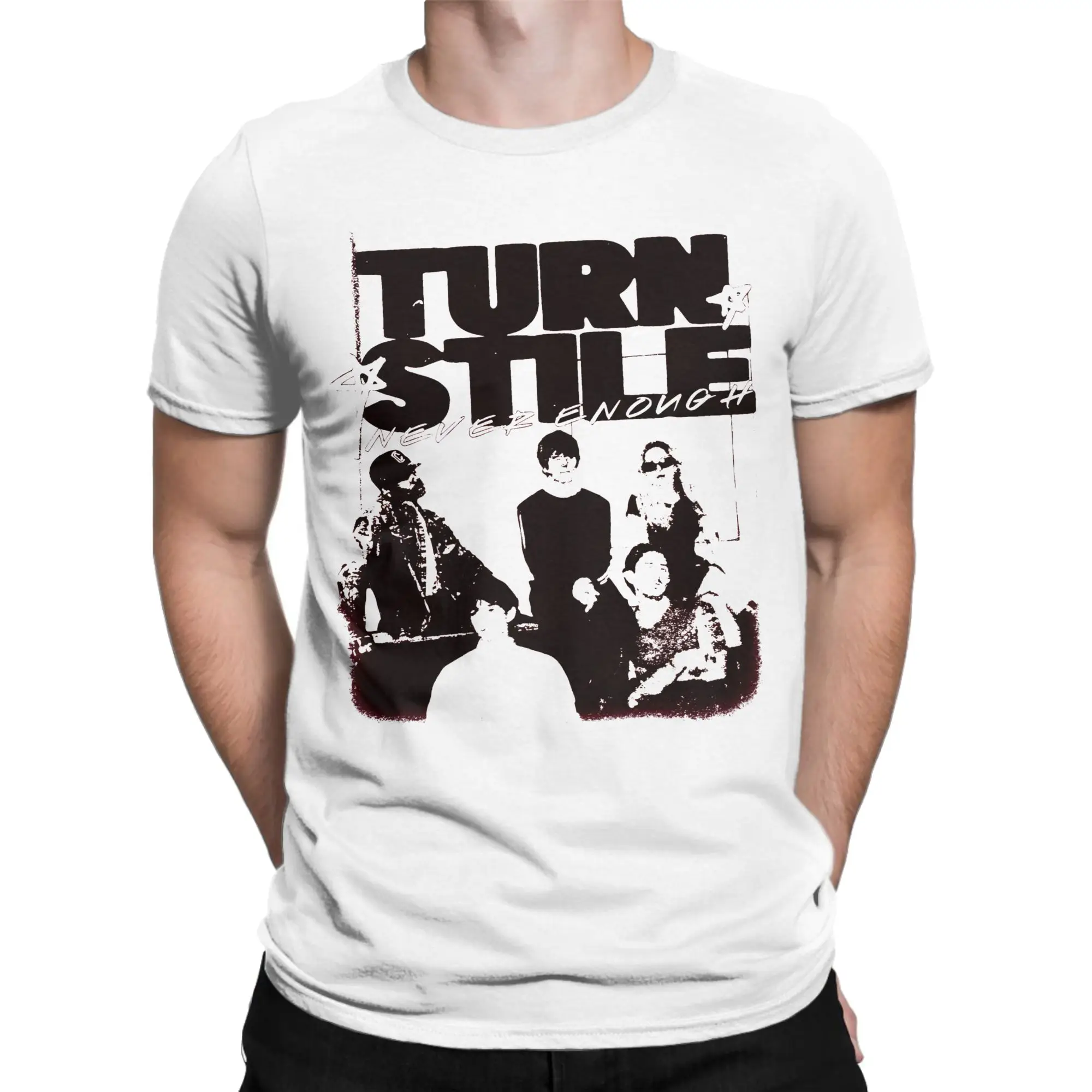 

Мужская и женская футболка с графическим принтом Never Enough Turnstile Band, футболки из чистого хлопка, одежда