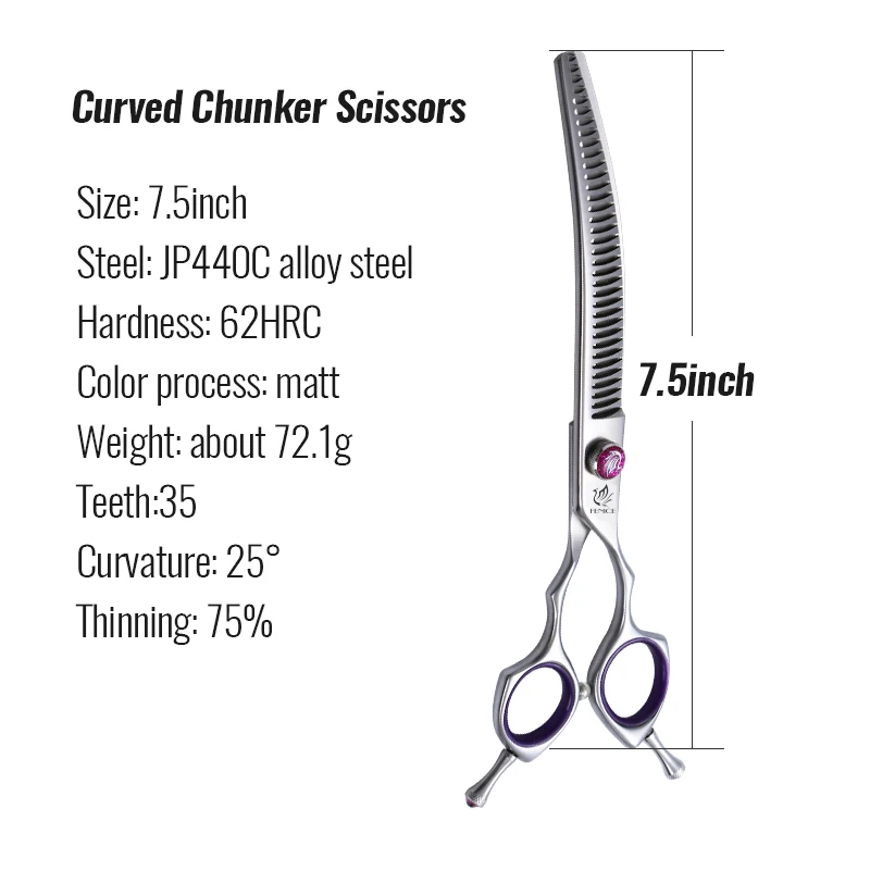 Fenice JP440C 7/8 Zoll Professional Pet Hunde Pflege Schere Gerade Gebogen Verdünnung Chunker Scher Schere Set Für Hunde 9
