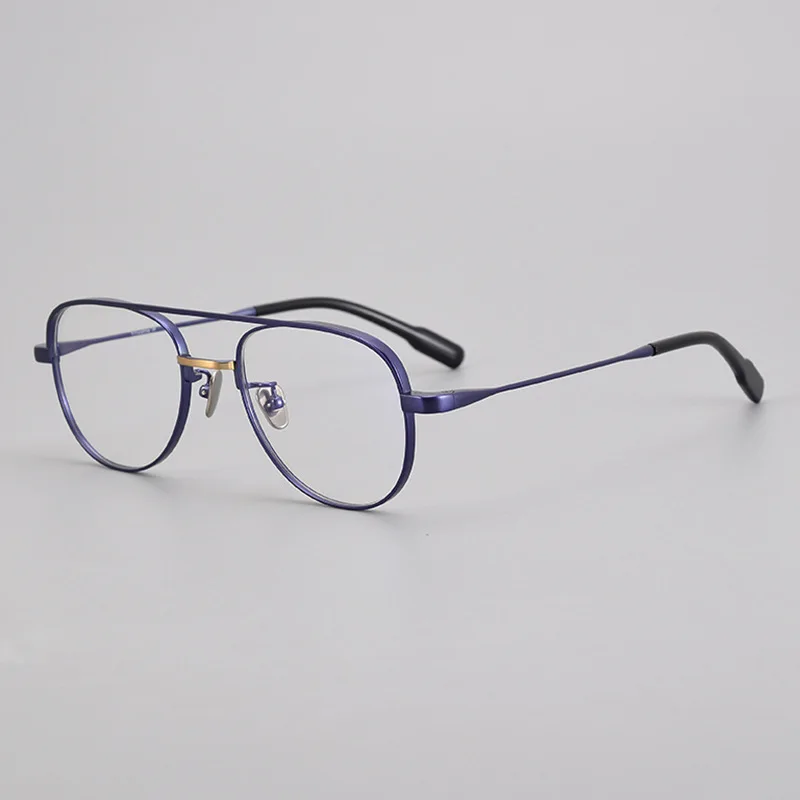 Pure Titanium Gold Silk Double Beam Eyeglasses Frame Fashion Handsome Men And Women Pure Titanium Myopia Toad Glasses Frames