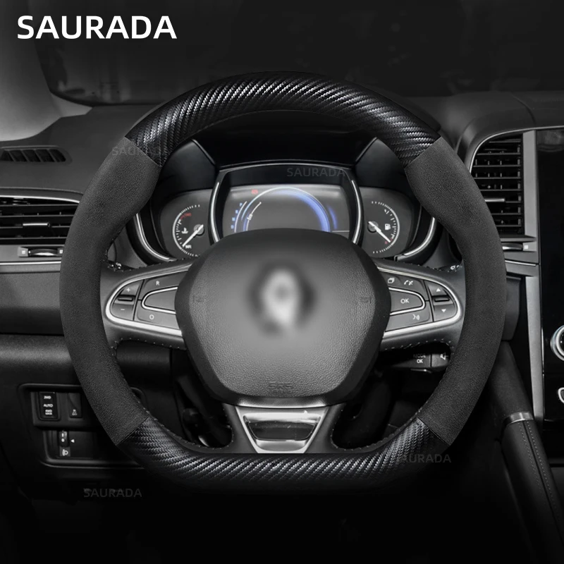 Car Steering Wheel Cover for Scenic, Clio, Laguna 2, 3, 4, 5, Kangoo, Fluence, Megane, Trafic, Talisman, Twingo, Kaptur D Shape