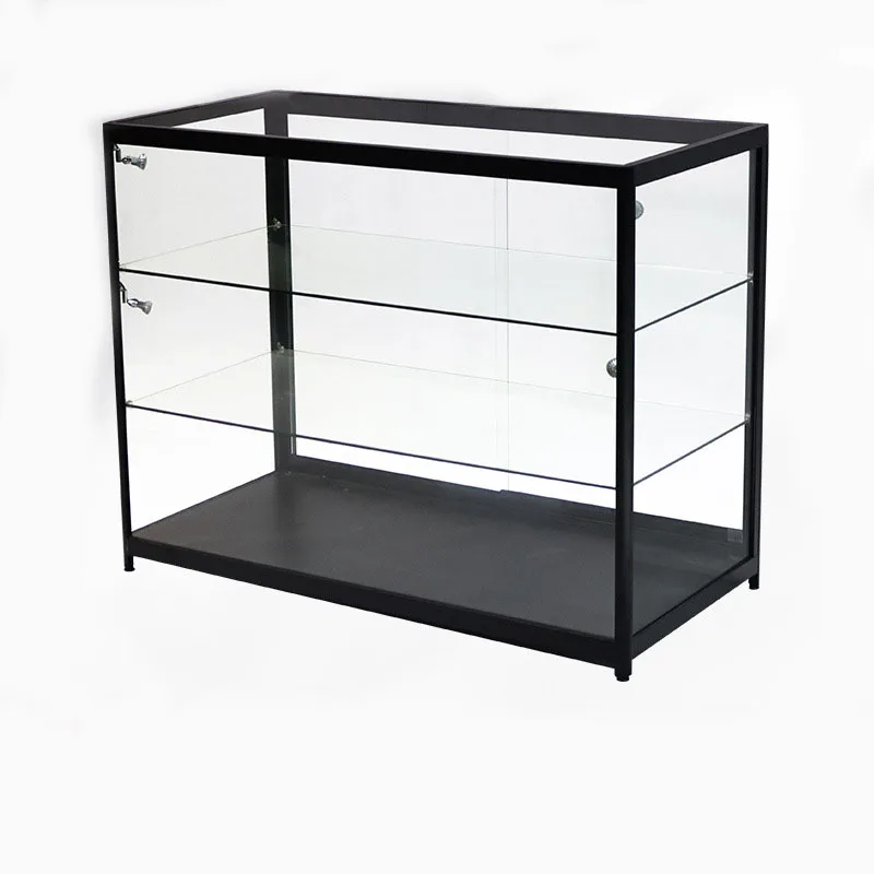 Custom. KEWAY Factory Custom Black Aluminum Frame Glass Display Cabinet Jewelry Display Showcase