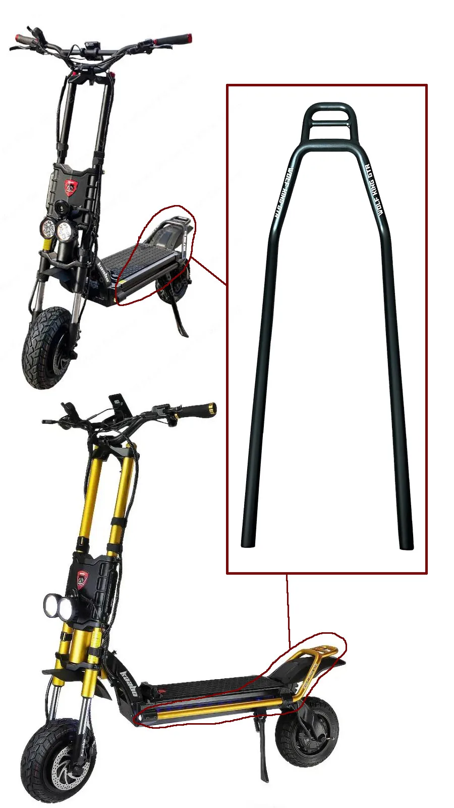 GTR Frame Pole Connection Bar Black Gold for Kaabo Wolf King GTR and GTR MAX 12inch Electric Scooter Original Parts Accessories - view 2