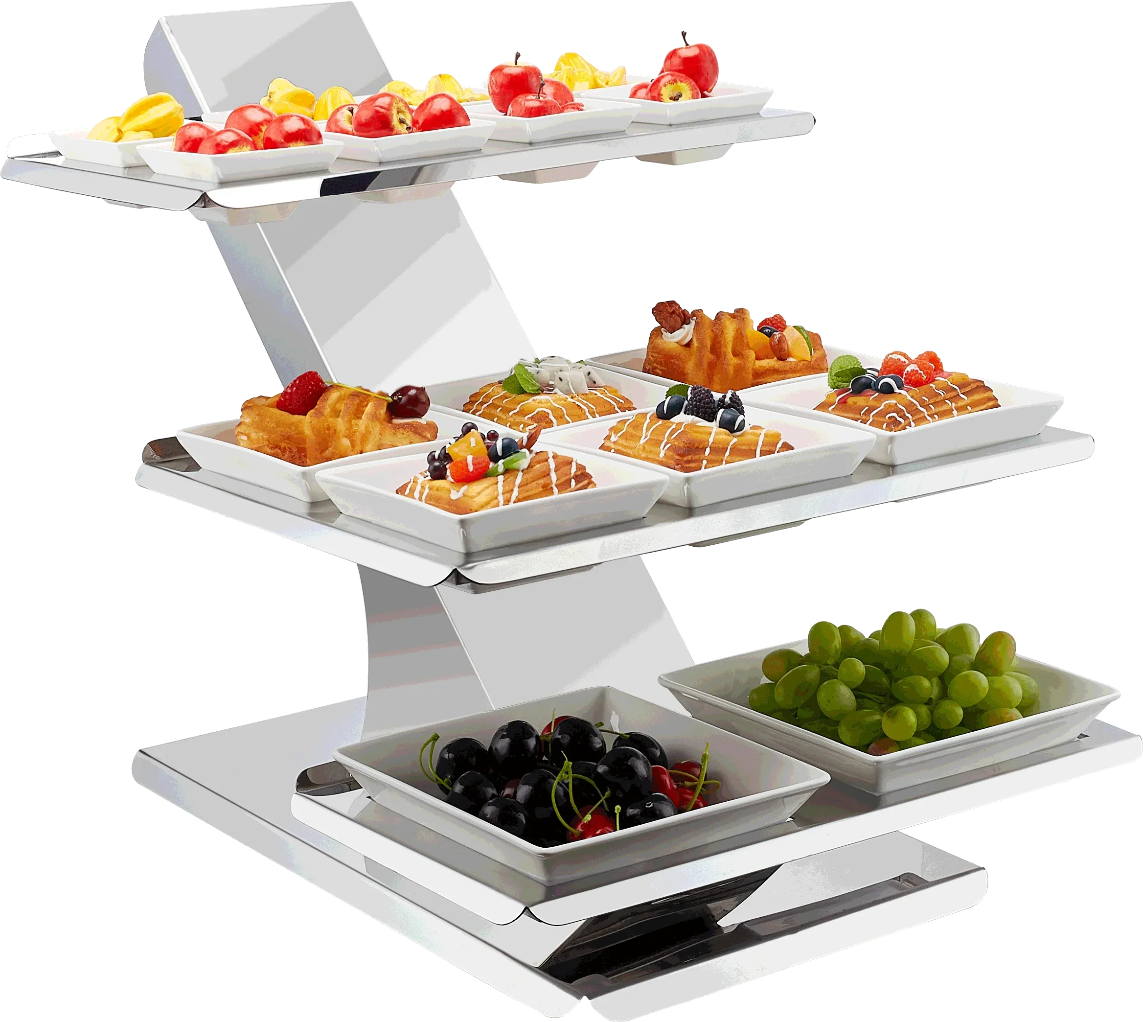 Stainless Steel Food Catering Stand Buffet For Food Display Restaurant Wedding Cake Stand Buffet Riser Display  Dessert Stand