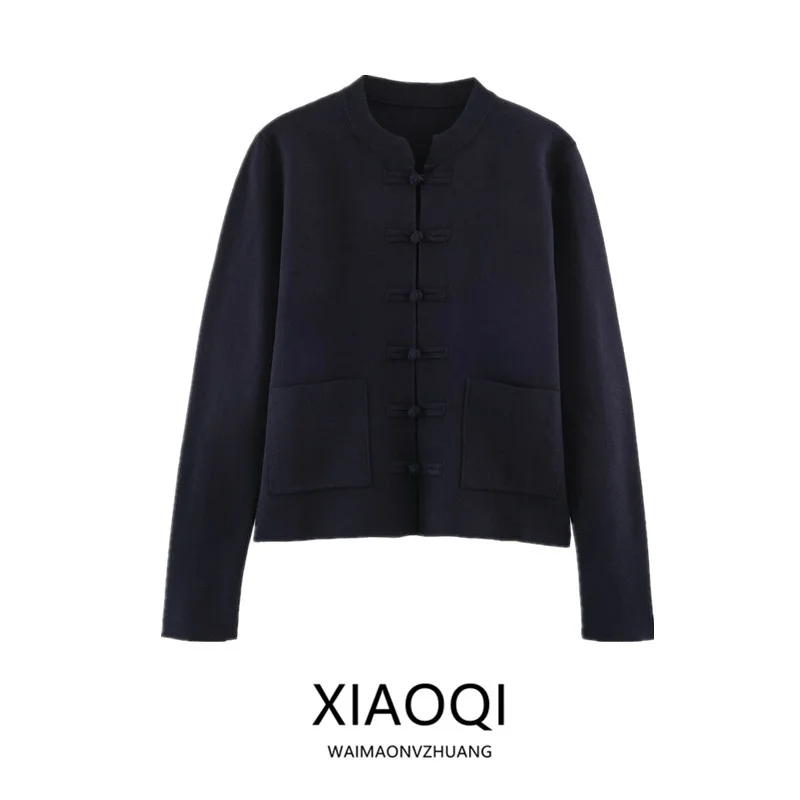 New 2026 Autumn Women's Long Sleeve Stand Collar Versatile Knitted Open Cardigan Outerwear Commute Style 100% Other Material
