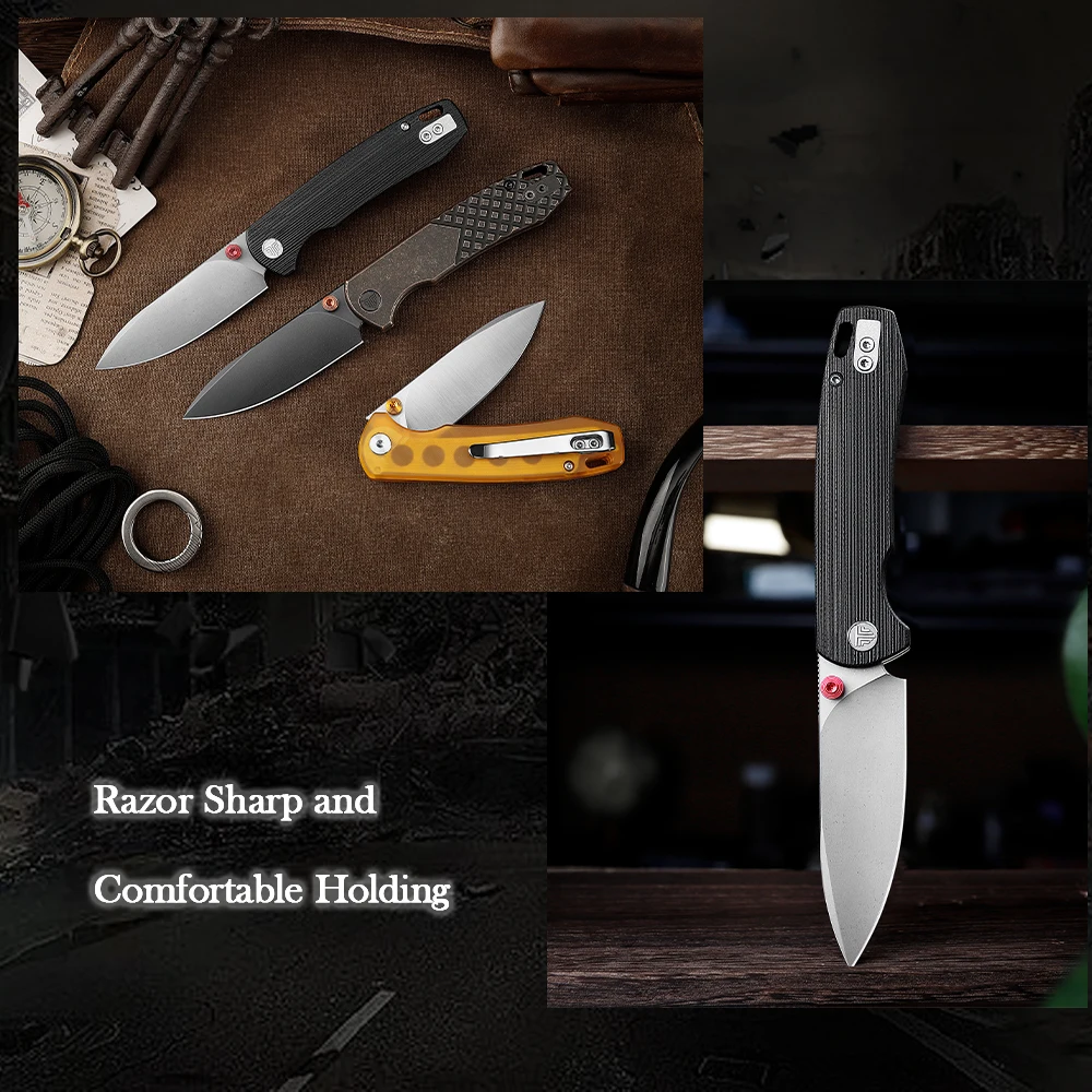 TRIVISA Folding Knife for Men, 3.74" G10 Handle, Compact Outdoor Knife for Camping Hunting Hiking, with Gift Box, Dragonfly-B - view 4