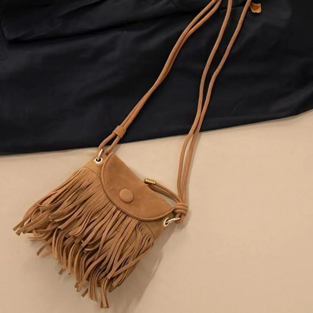 Bolsos 2023 Faux Suede Fringe Tassel Women Shoulder Bag Messenger Bag Vintage Style Girl Crossbody Bag Mujer Bolso Flecos