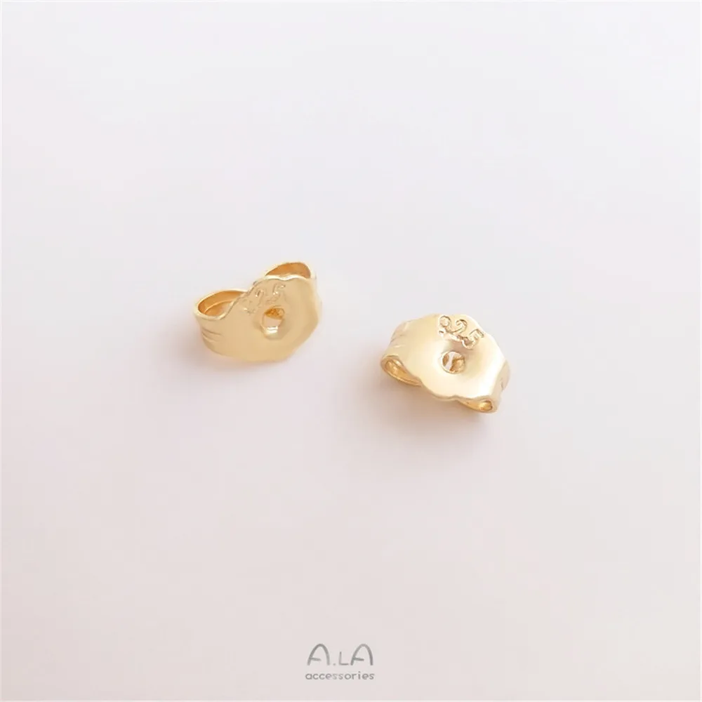 Tapones para los oídos de mariposa con sello de acero 925, cubierta de cobre de 14K, tapones para los oídos que preservan el color oro real, accesorios para pendientes DIY hechos a mano