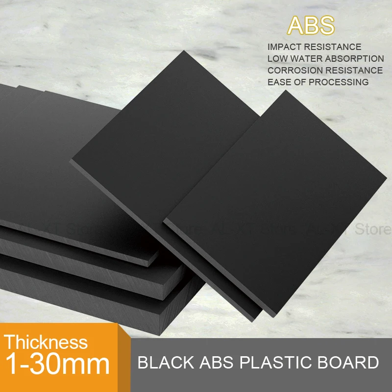 1Pcs Black ABS Hard Plastic Plate Model Sheet DIY Hand Carving Model Material Parts Thick 1/1.5/2/3/4/4/5/6/8/10/12/15/20/30Mm