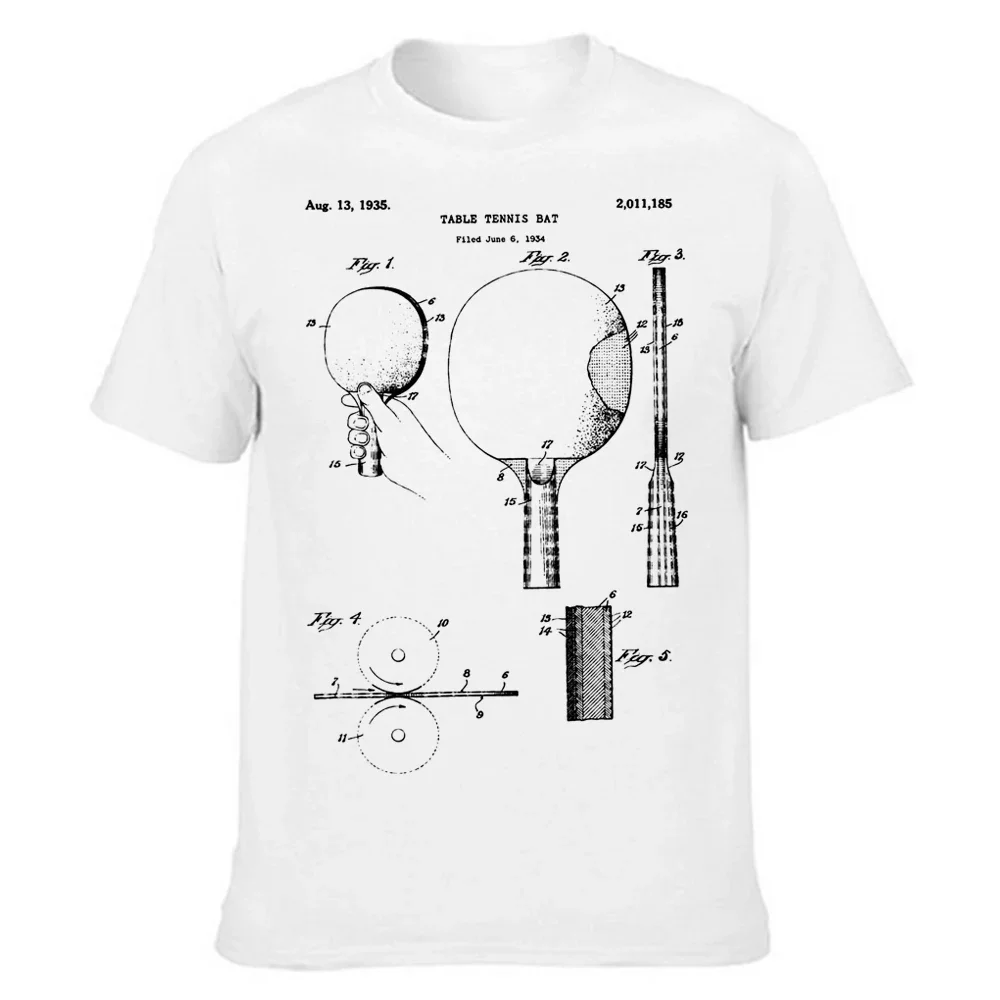 2025 new model Drawing Print Short Sleeve Sports Men's T Shirt Hipster Clothing Euro Size Ping-Pong Table Tennis Sport Lover Cre