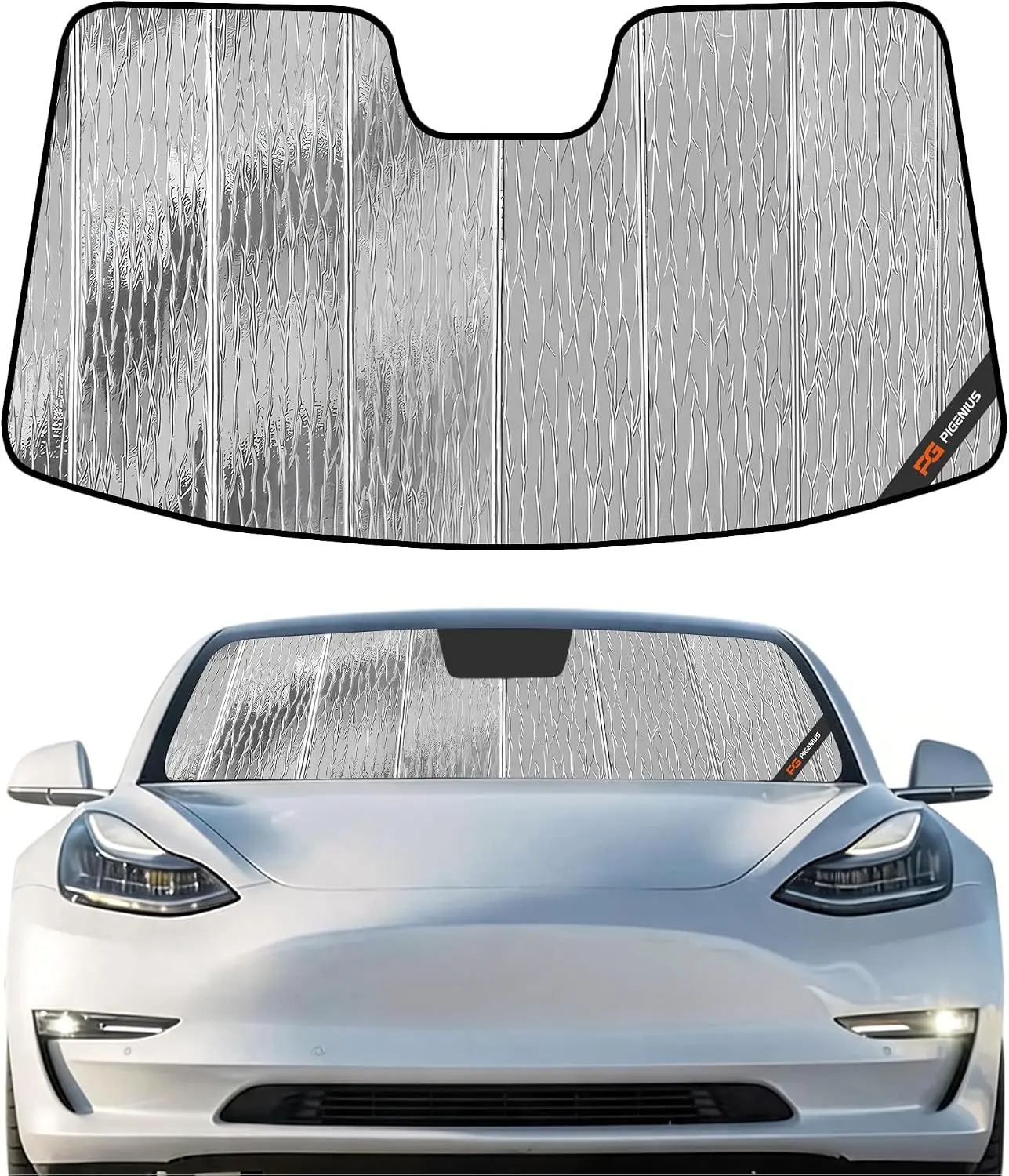 

Custom Fit Windshield Sunshade for Tesla Model 3 2018-2026, Model Y 2020-2025 Old Body Style - Blocks UV & Heat