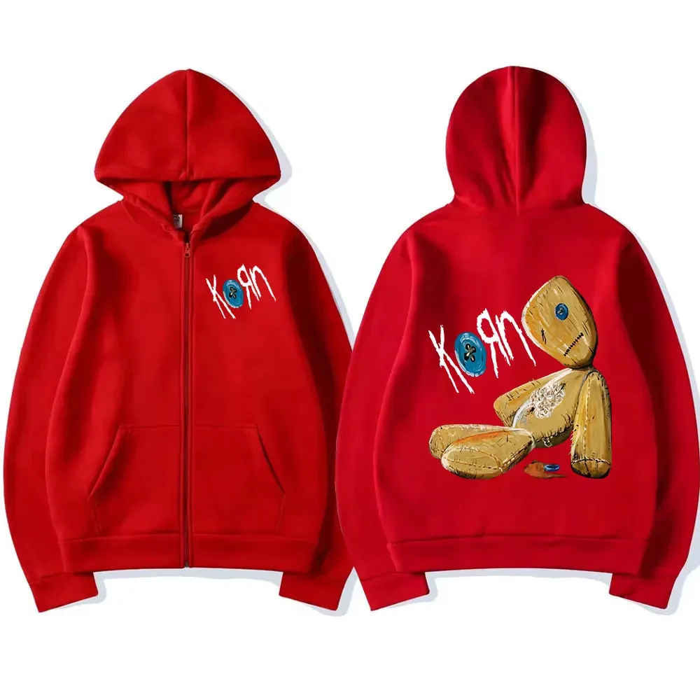 Korn Issues Rock Band New Black Zipper Hoodie Metal Gothic Vintage Oversized Zip Up Hoodies Streetwear Men Women Jacket Coats