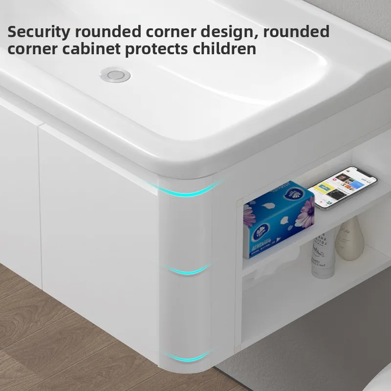 Yjq honeycomb aluminum bathroom cabinet with side cabinet storage wash basin combination ceramic integrated enlarged wash basin