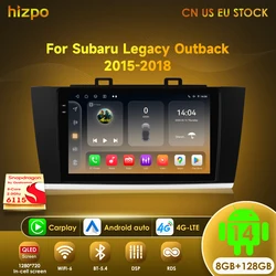 Hizpo Android 14 Autoradio For Subaru Legacy Outback 2015 - 2018 AI Voice Carplay GPS Car Multimedia Player Carplay Auto Audio