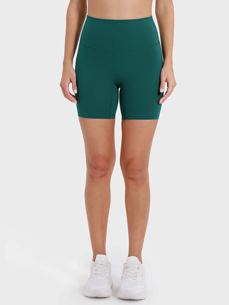 

New No Awkwardness Line Solid Color Shorts Double Sided Brushed Tight Elastic Sports Fitness Three Piece Pants for Women