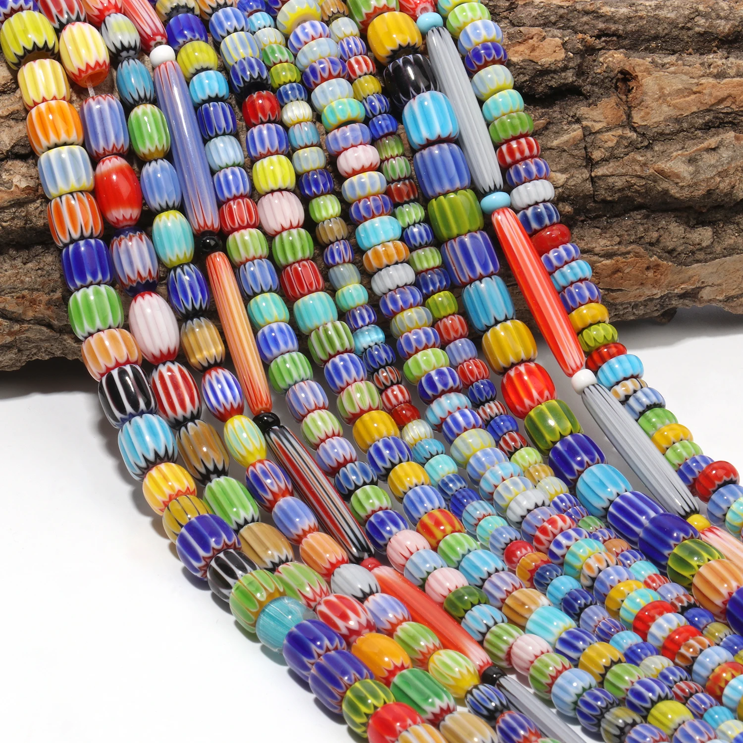 Nature Nepal Czech Glass Strip Rondelle Lampwork Beads Loose Spacer Beads Jewelry Making DIY Bracelets Necklaces Accessory