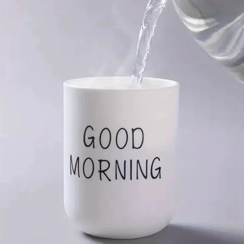 1pc Slogan Graphic Mouthwash Cup, Simple Couple Toothbrush Cup, Plastic Gargle Cup, Bathroom Tumbler, Bathroom Accesso