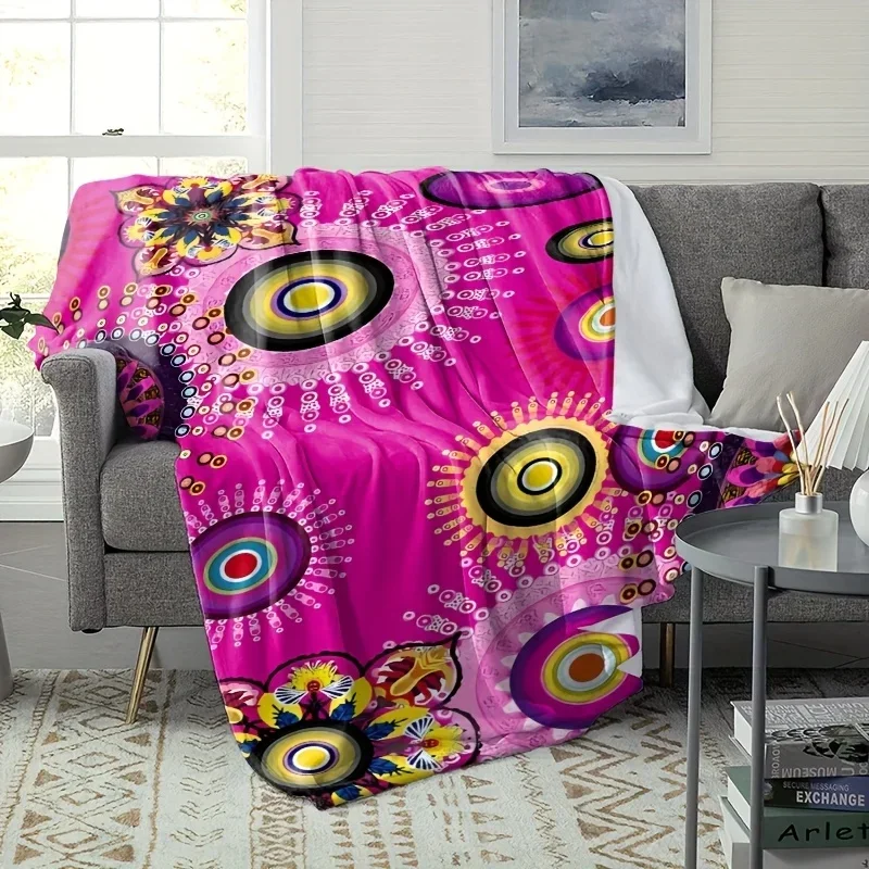 Vibrant Bohemian Mandala Print Throw Blanket Cozy Decorative Living Room Couch Throw for Boho Chic Decor