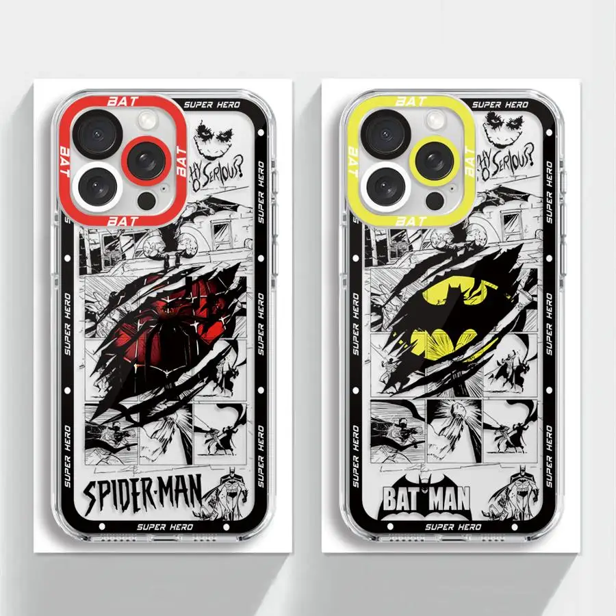 B-Batman Spider S-Superman Logo Phone case for iPhone 16 15 14 12 11 13 Plus Pro ProMax 13 Mini 12 Mini X XS Max XR 7 8 SE funda