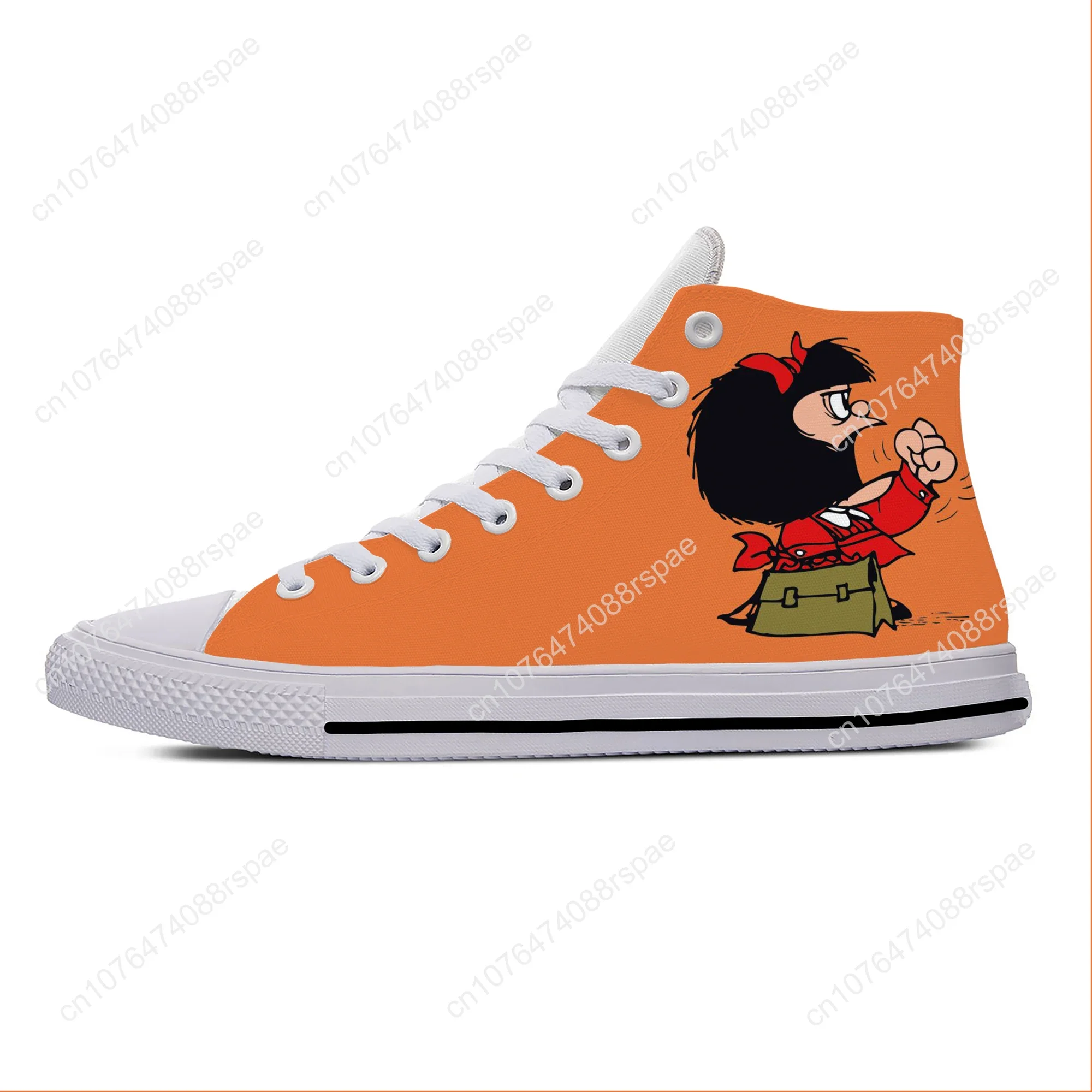 Anime Manga kartun komik Mafalda lucu mode kasual sepatu kain atasan tinggi ringan bersirkulasi 3D cetak Sneakers Pria Wanita