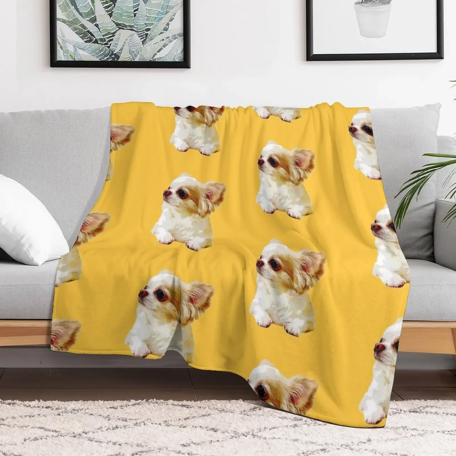 Chihuahua Puppy Dog Throw Blanket Compact Warm Blanket for Car Road Trip