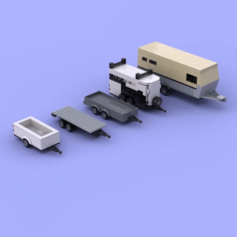 도시 구조 차량 모델 MOC 빌딩 블록 트레일러 팩 모듈형 기술 어린이 휴일 선물 조립 장난감 세트