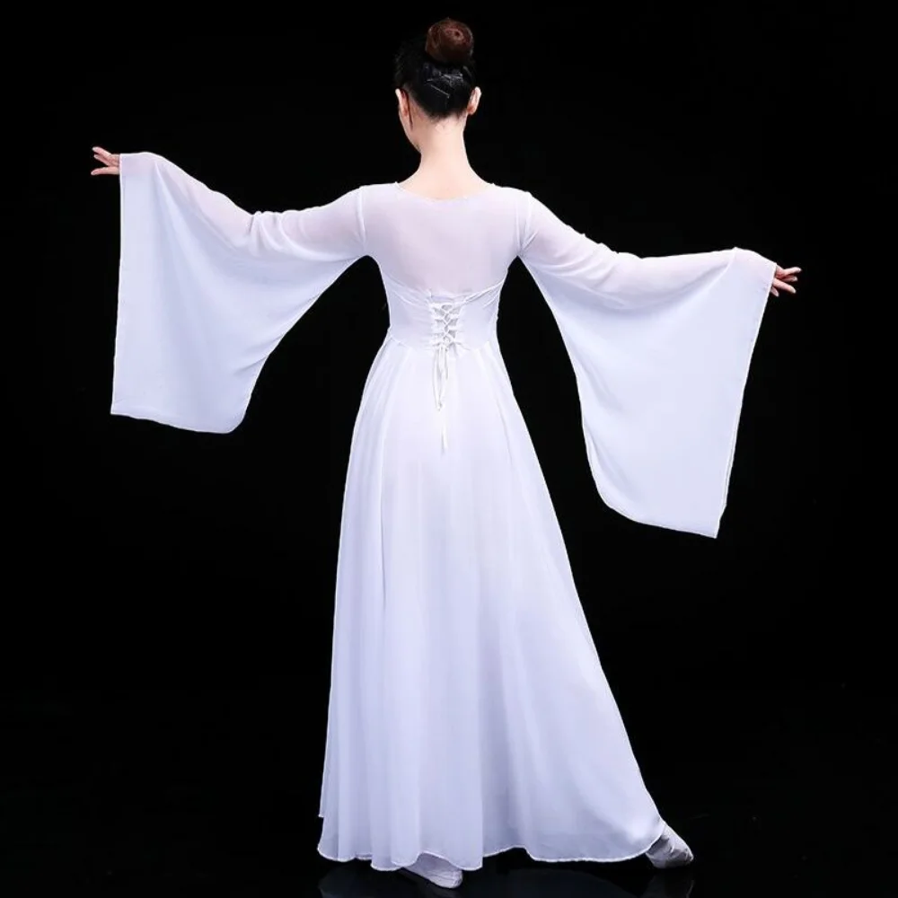 Pratica di danza classica vestito di garza di danza femminile vestito elegante da prestazione femminile Hanfu Kimono manica danza Costume da palcoscenico donna