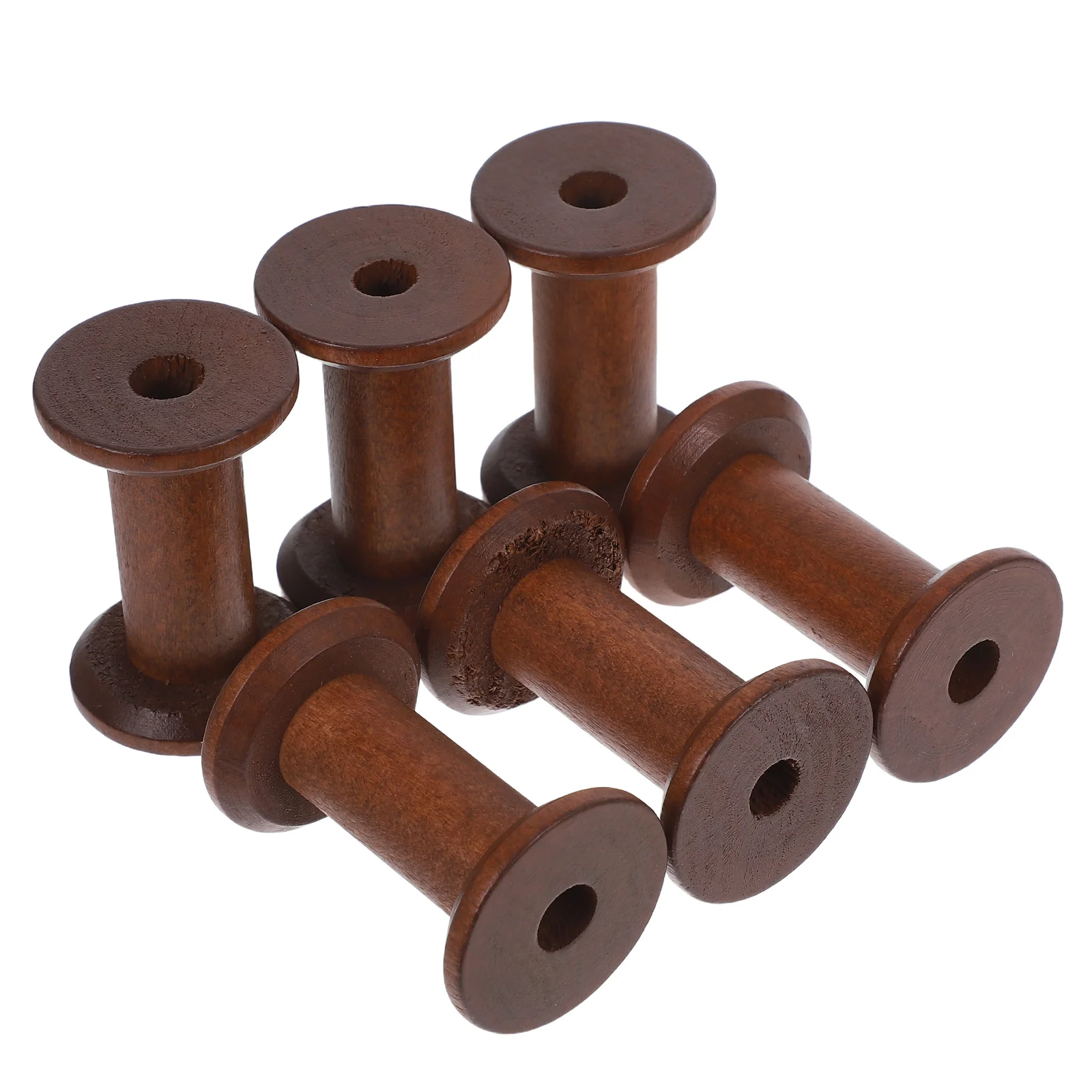 

6Pcs Vintage Wooden Thread Spools Household Sewing Organizer Thread Holder Spool Storage Rack Yarn Bobbins Craft Supplies