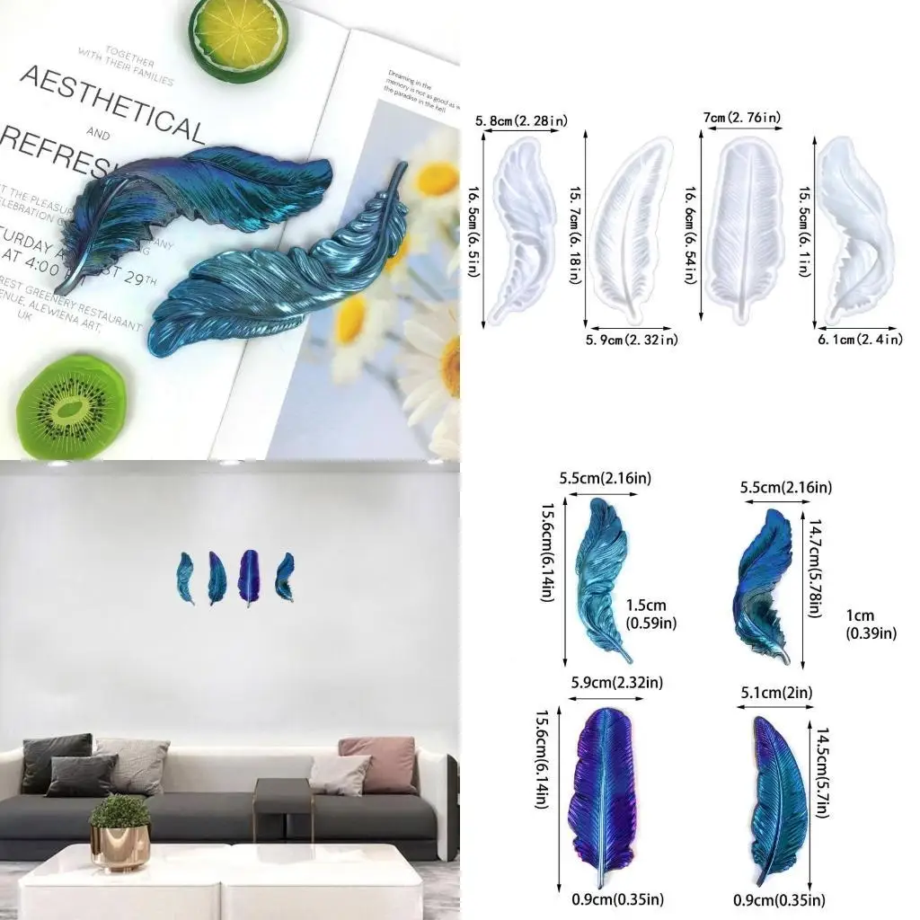 

P9FE 4Pcs Glossy Silicone Mold Wall-mounted Valentines Stereo Mold DIY Ornaments Pendant Epoxy Resin Crafting Molds