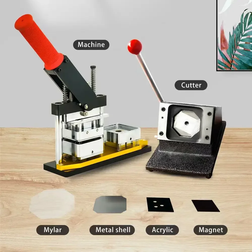 Fashion 50*50mm Metal Badge Material and Cutter Machine with Square Pattern