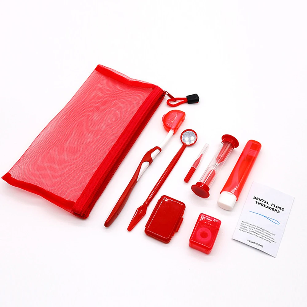 10set Portable 8 in 1 Travel Dental Orthodontic Hygiene Care Clean Brush Kits