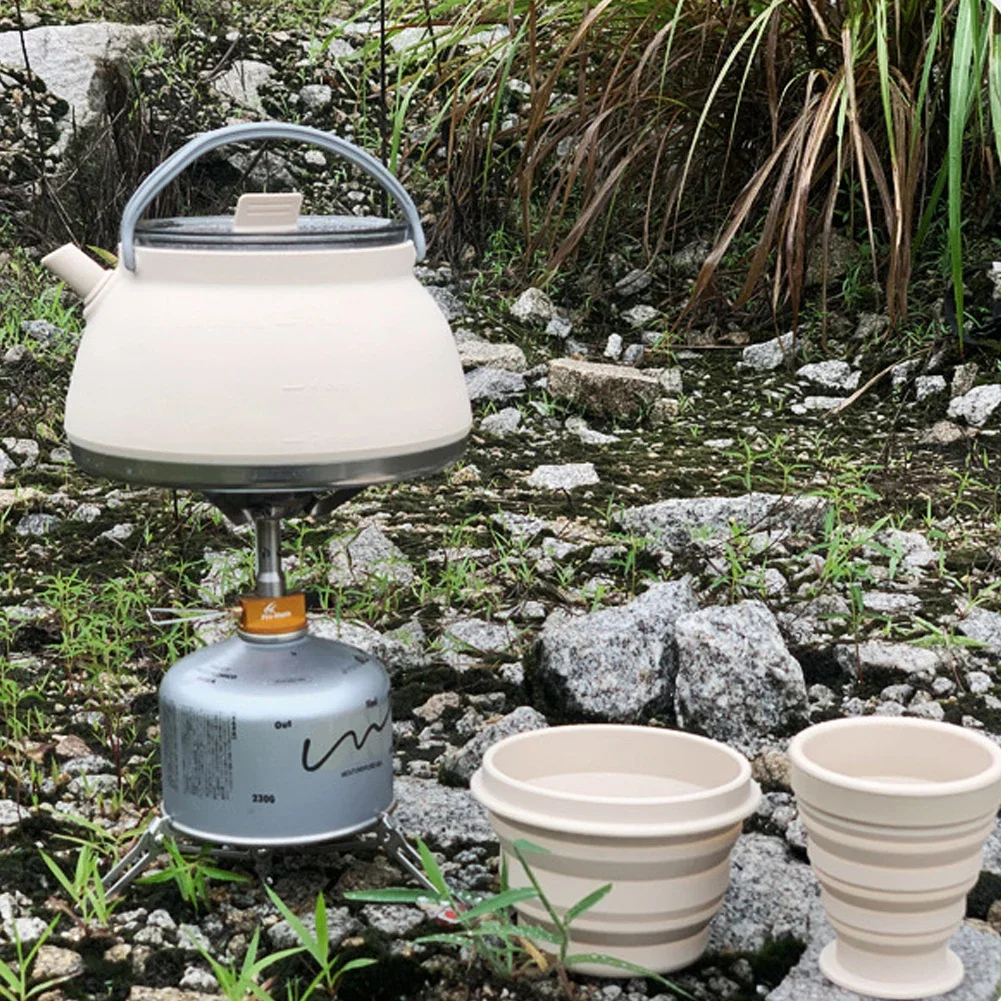 1.5L Silicone Kettle with Handle Outdoor Collapsible Kettle Stainless Steel Bottom Collapsible Water Boiler for Travel Picnic - Image 4