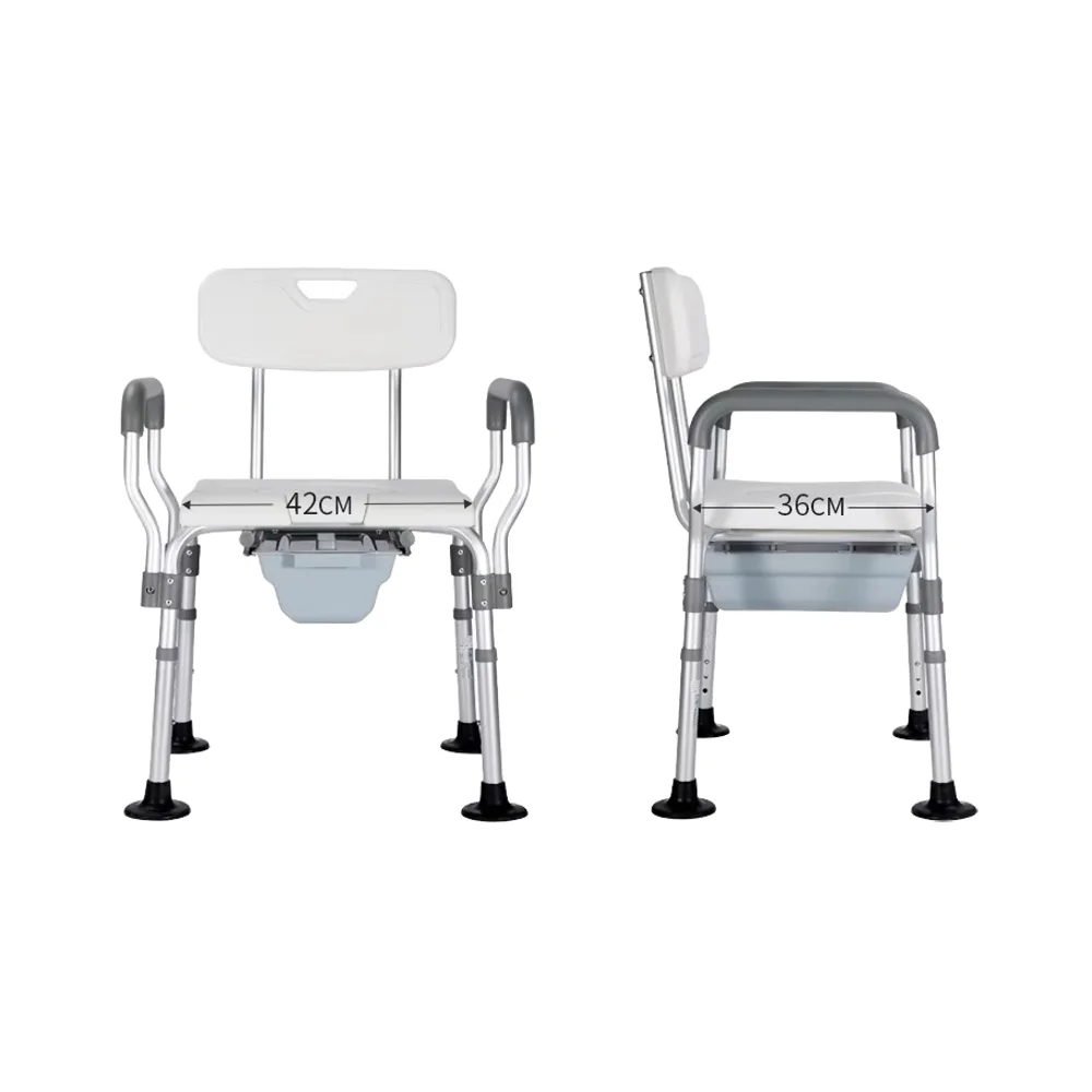Shower Chair With Legs Backrest Armrest for Elderly Bathroom Bath Safety Equipment Adjustable Non Slip Stool for Seniors