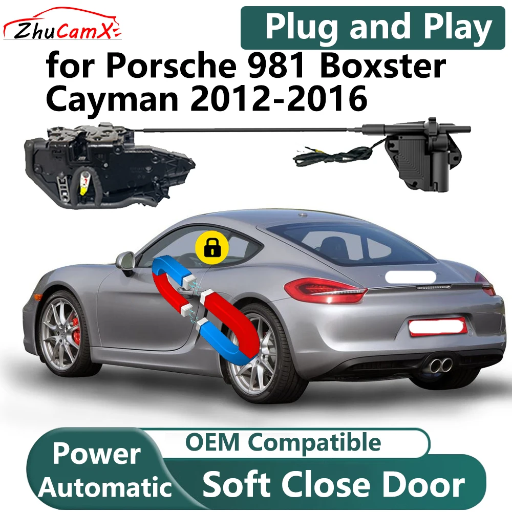 

ZhuCamX for Porsche 981 Boxster Cayman 2012-2016 Car Electric Soft Close Door System Power Closing Door Latch Lock Plug and Play